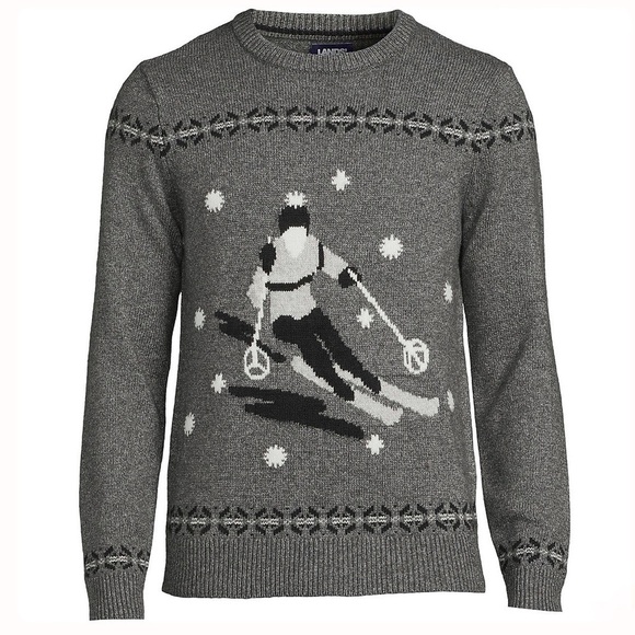 Lands’ End Men's Lighthouse Skier Crewneck Wool Blend Sweater Size Large - Picture 1 of 12